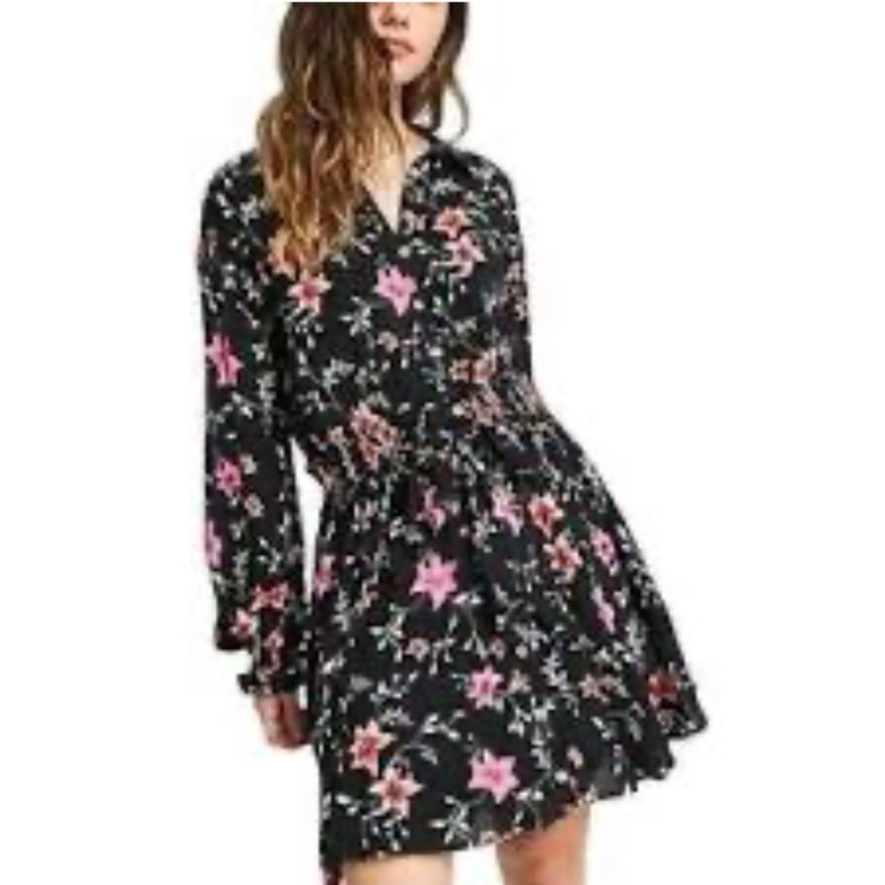 Free People Lighten Up Floral Black Mini Dress!
